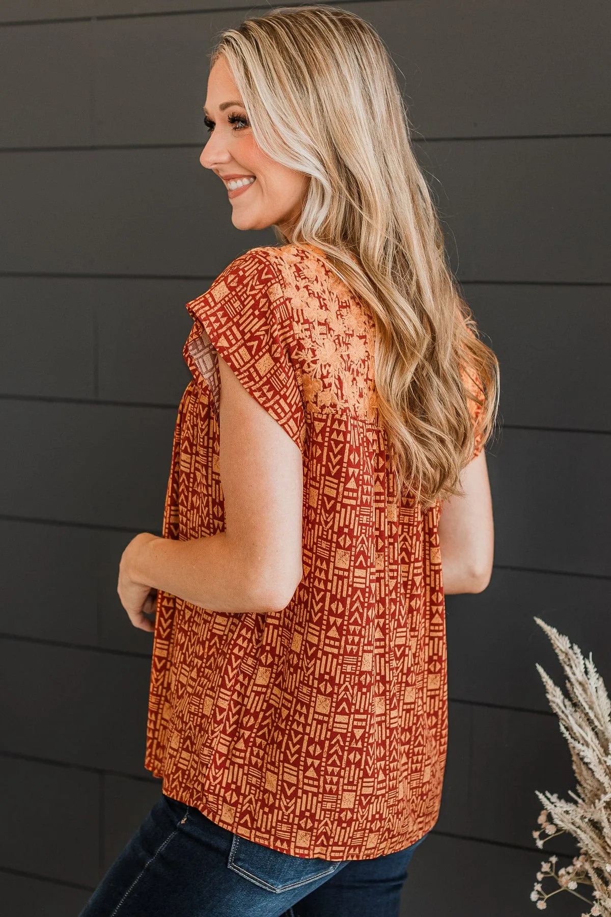 Rust Printed Blouse for Forever Your Girl