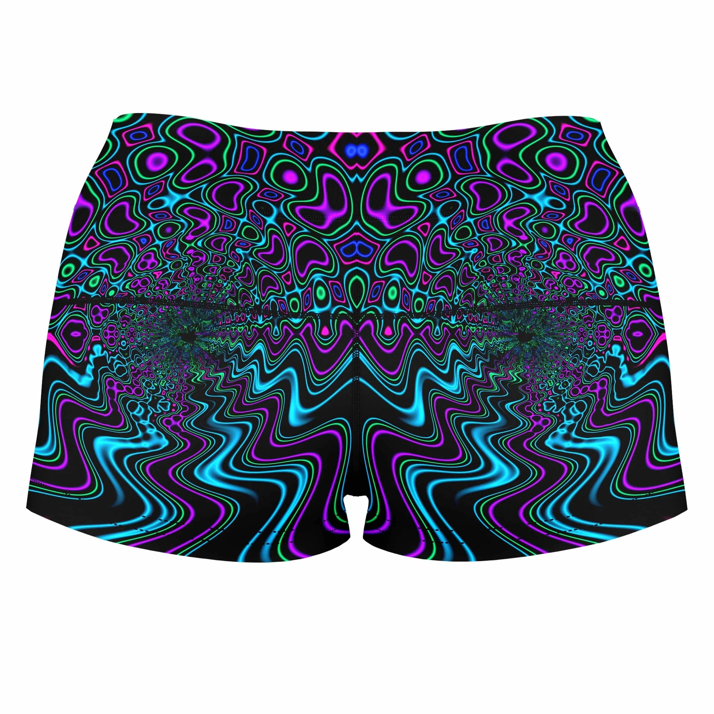 Fractal River High-Waisted Women's Shorts