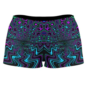 Fractal River High-Waisted Women's Shorts