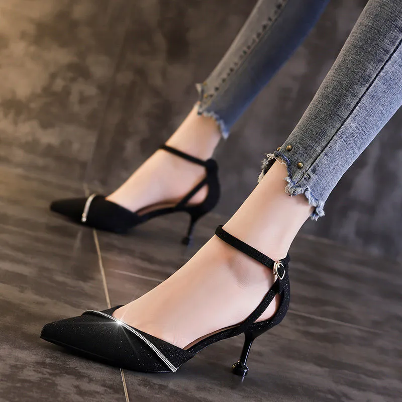 High Heel Pumps with Buckle for French Style