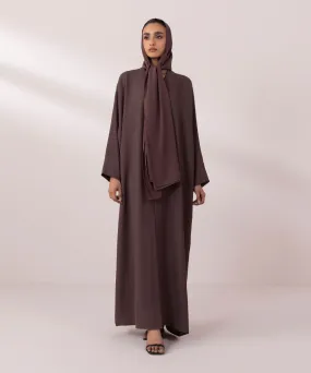 Front Open Crinkle Abaya Set