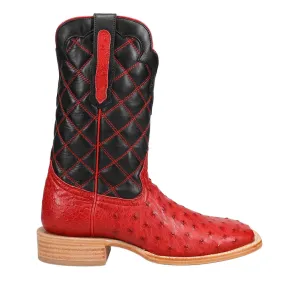 Full Quill Ostrich Embroidered Square Toe Cowboy Boots