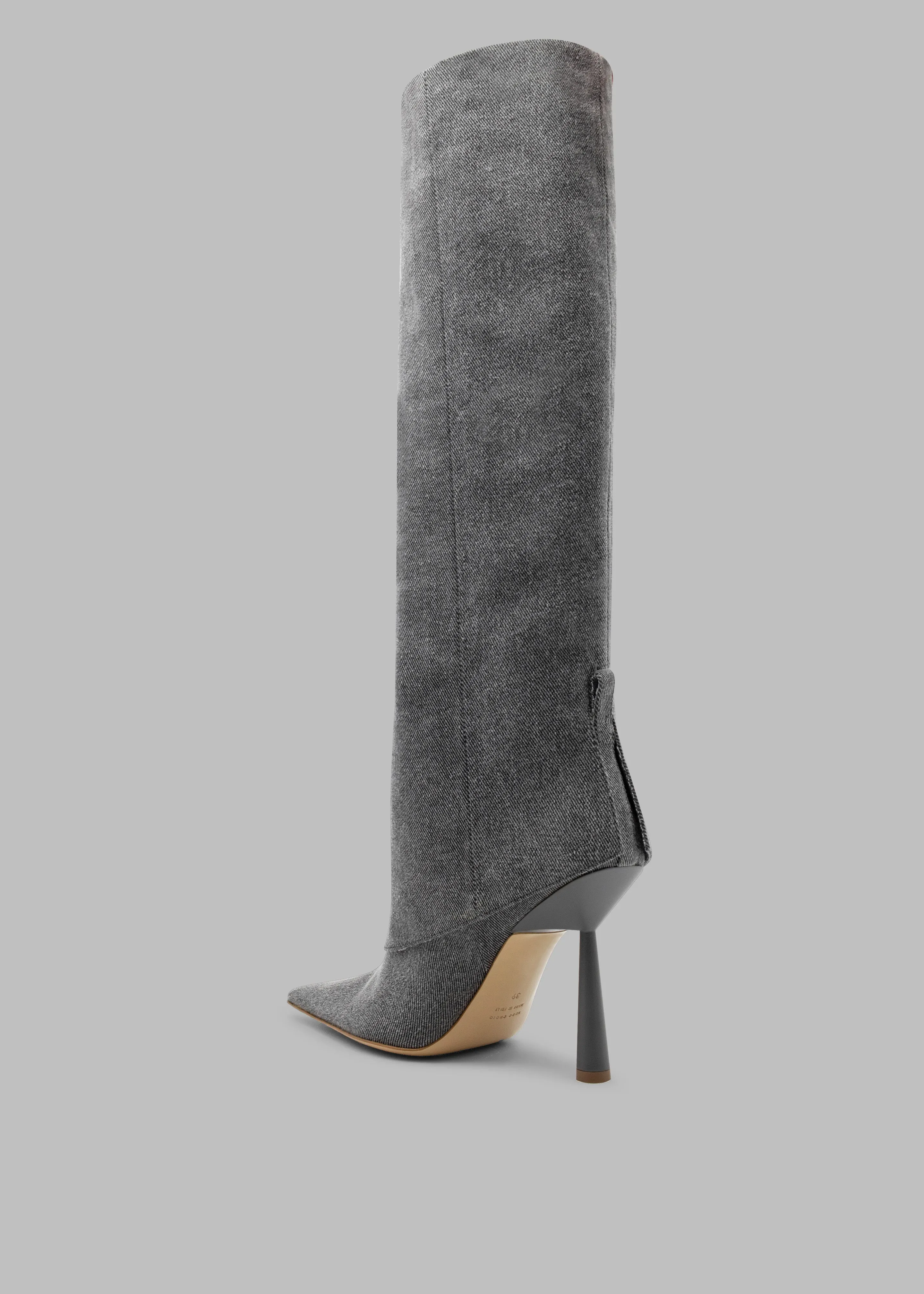 Gia Borghini Rosie 31 Denim Scrunchy Boots - Anthracite Denim