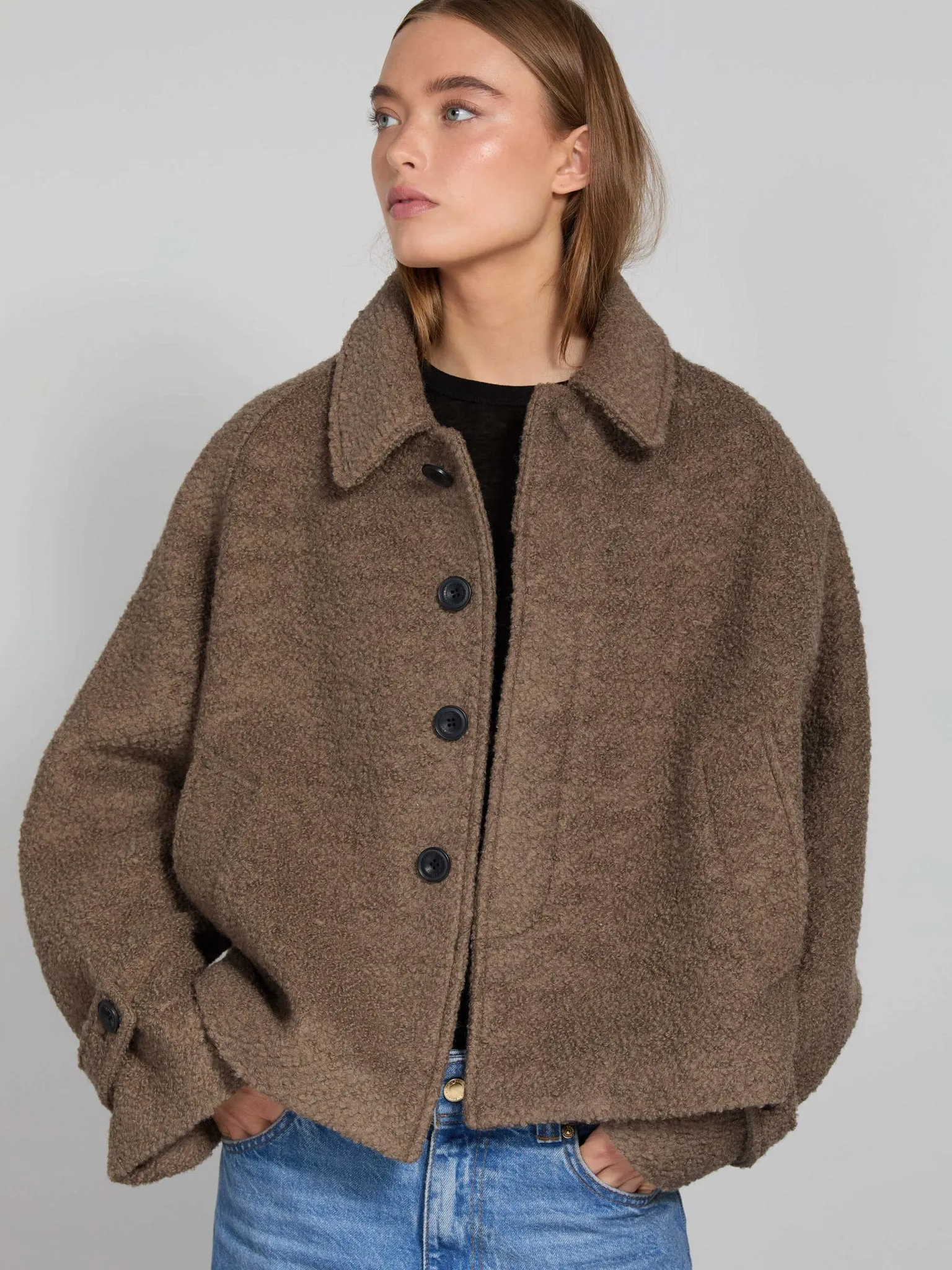 GIA BOUCLE JACKET - GREY/BROWN