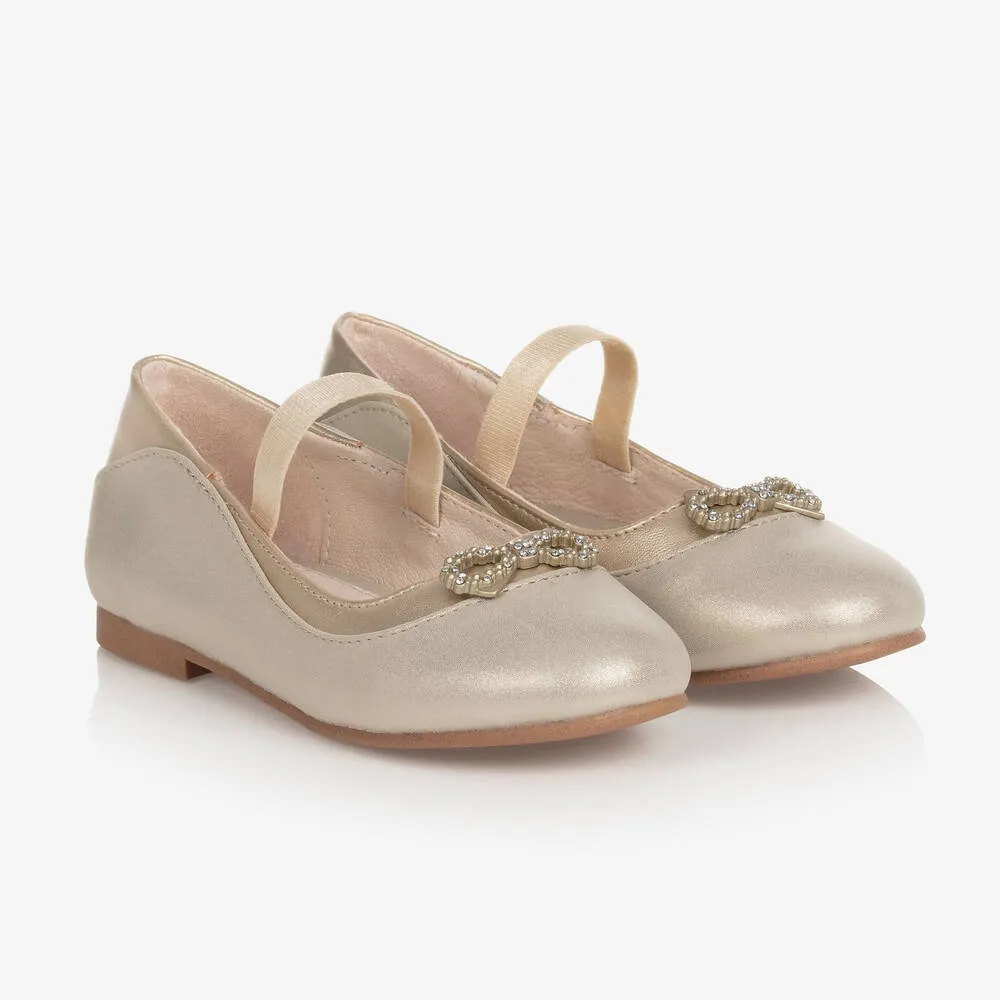 Girls Gold Ballerina Pumps