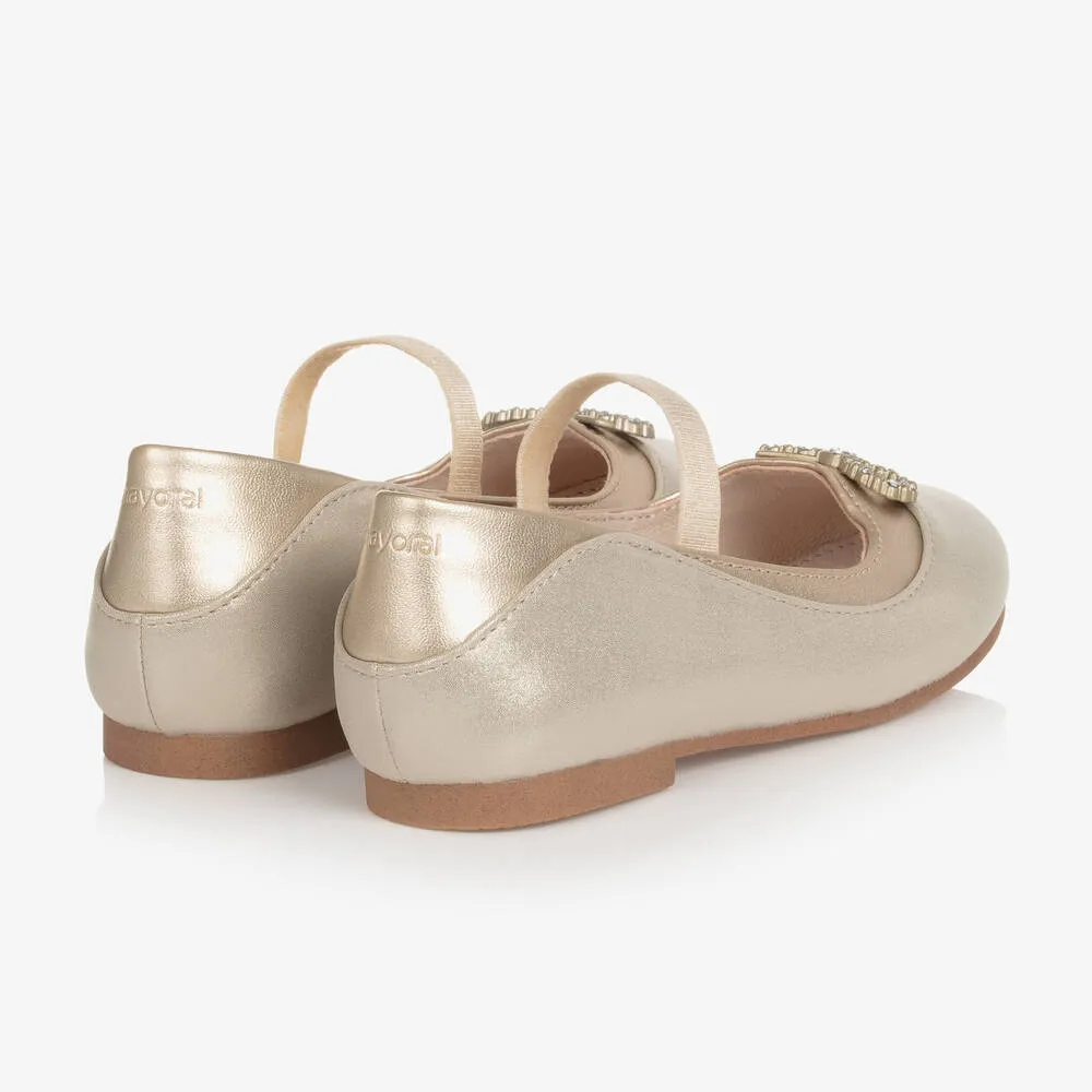 Girls Gold Ballerina Pumps