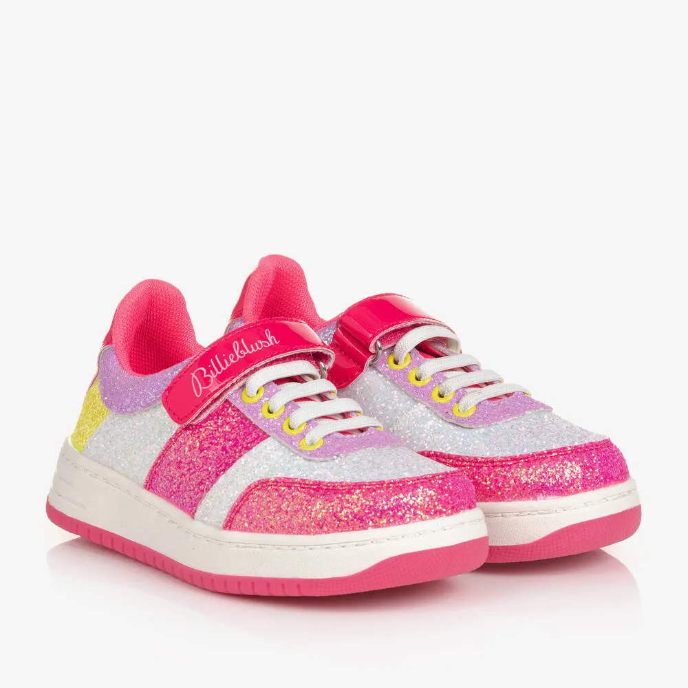 Girls Pink Glitter Trainers