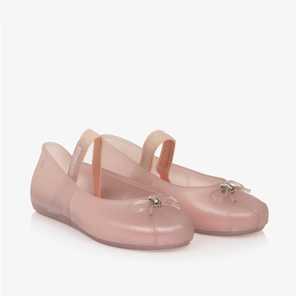 Girls Sparkly Pink Jelly Pumps