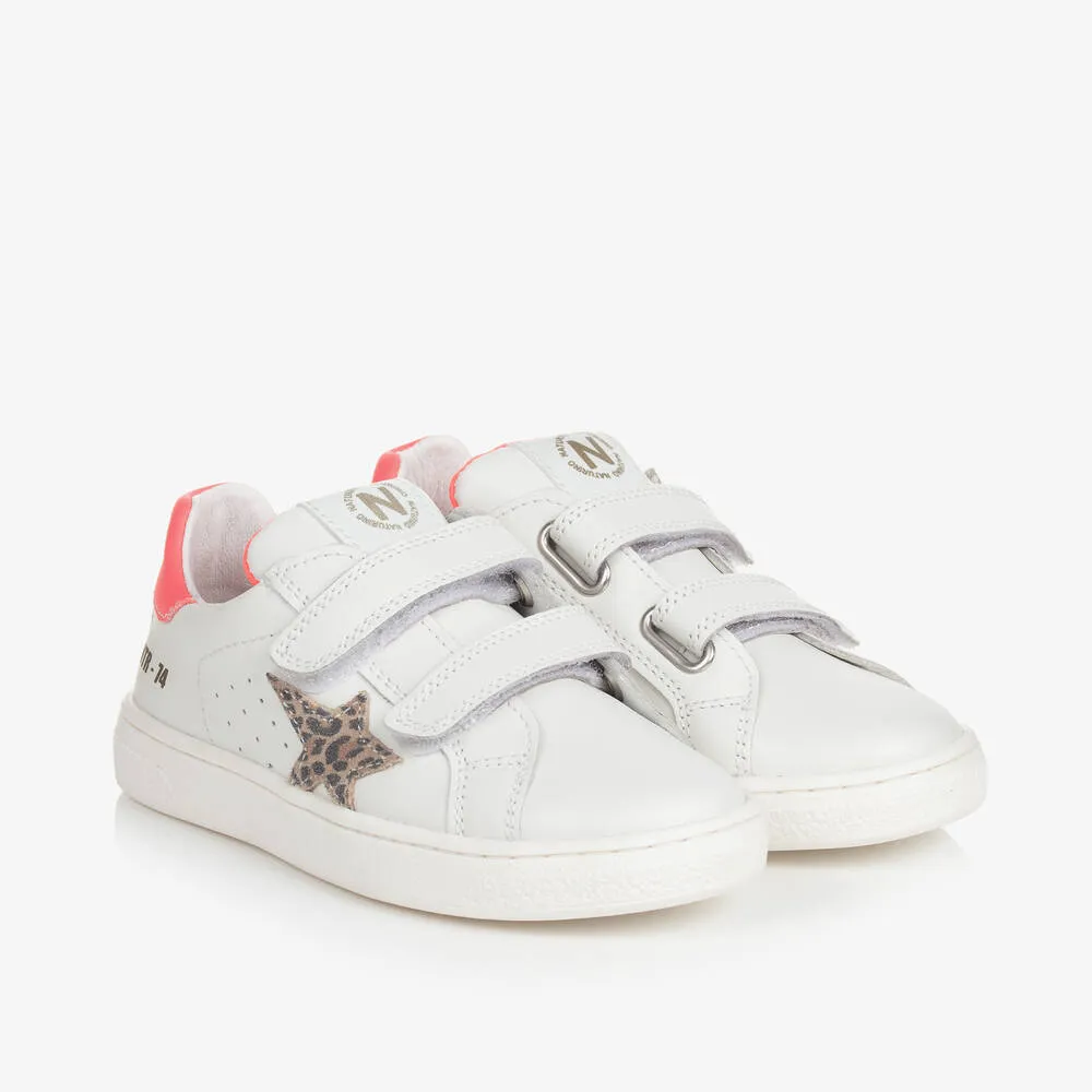 Girls White Leather Trainers 