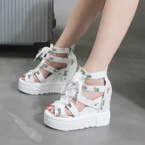 Girly Printed Wedge Shoes