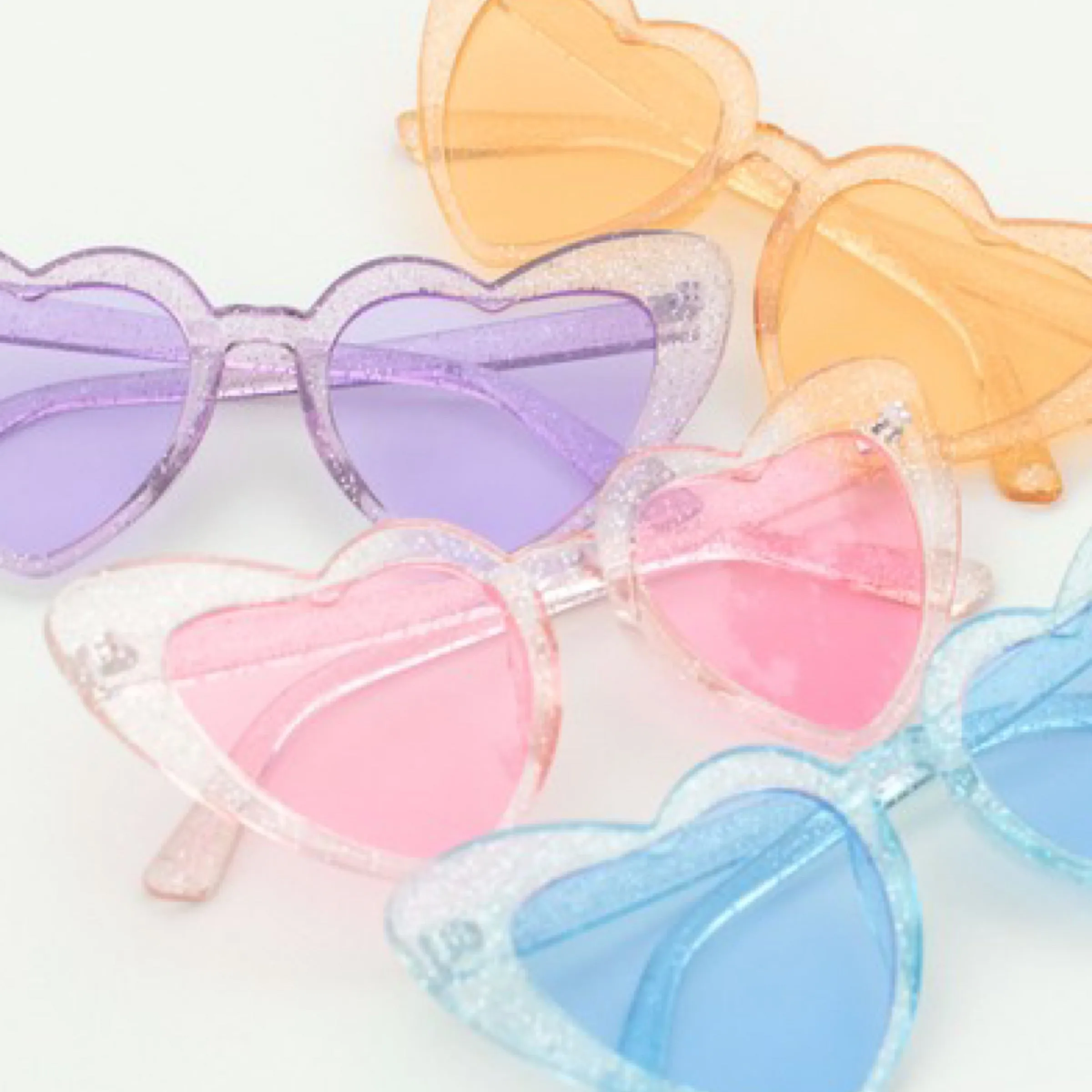 Pink Glitter Heart Sunglasses Girl