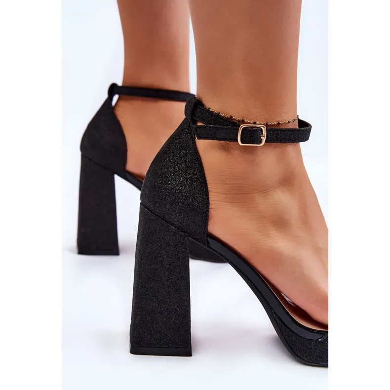 Glossy Sandals On Massive Heels Black Calmi