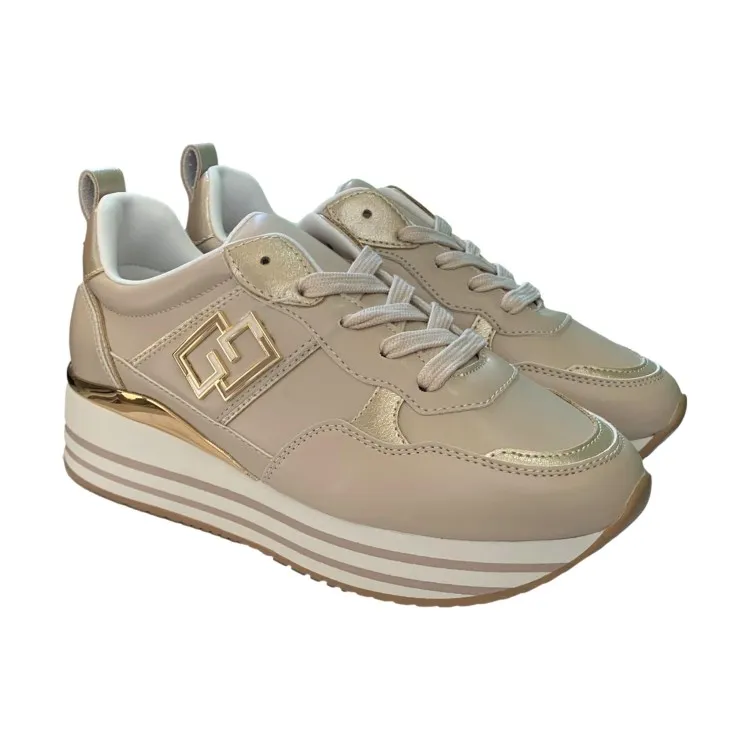 Beige Gold & Gold GB833 Women's Sneakers