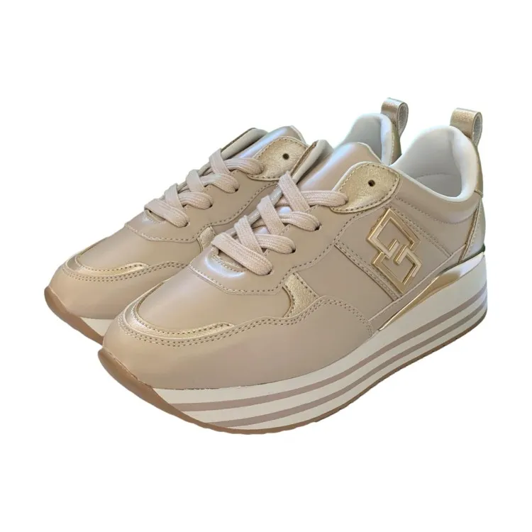 Beige Gold & Gold GB833 Women's Sneakers