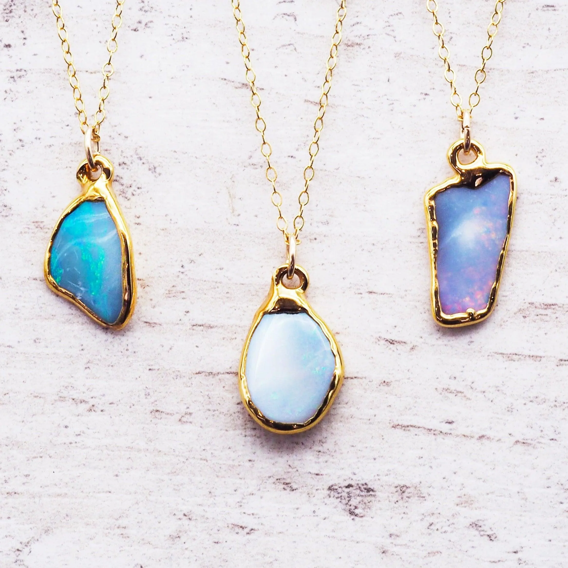 Australian Opal Necklace with Gold Raw Finish