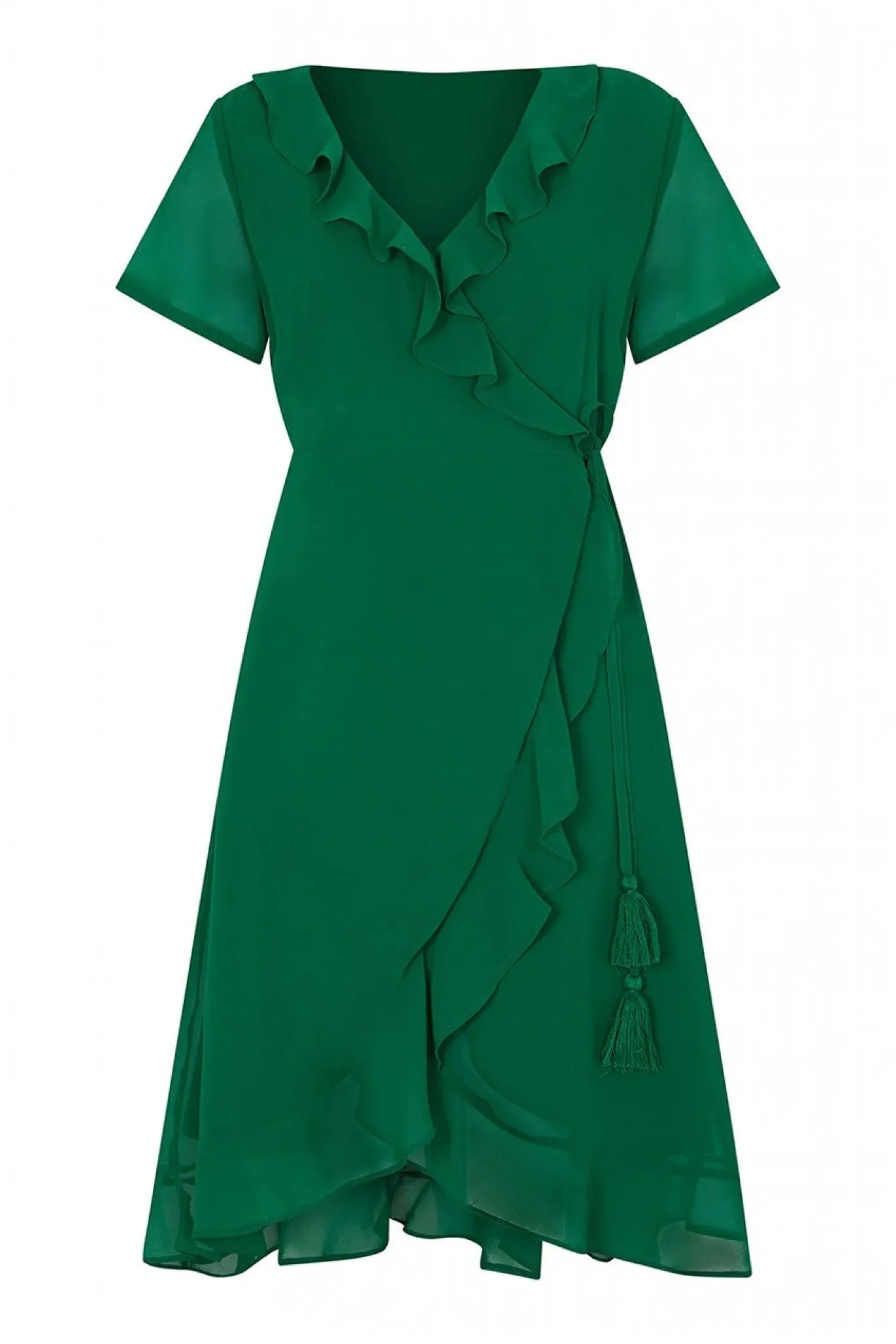 Green Frill Wrap Dress by Yumi