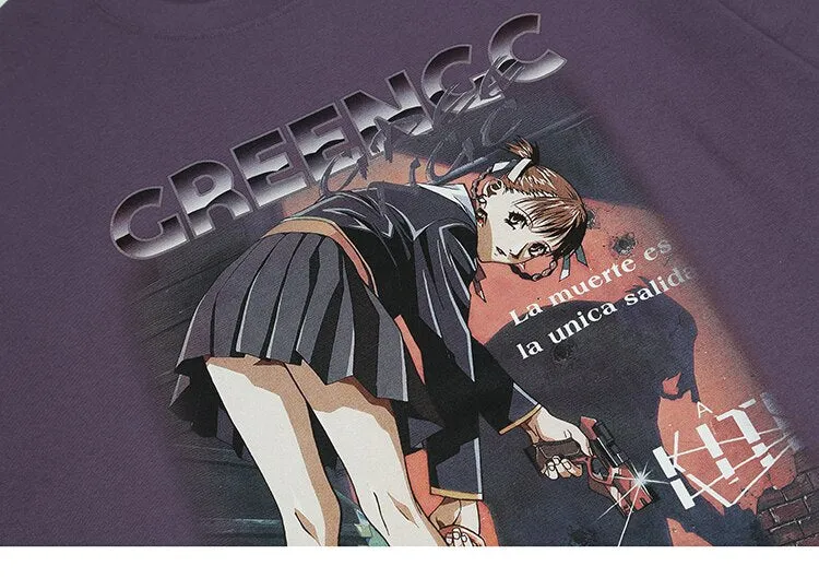 GREENGC Killer Girl Shooter Anime T-Shirt