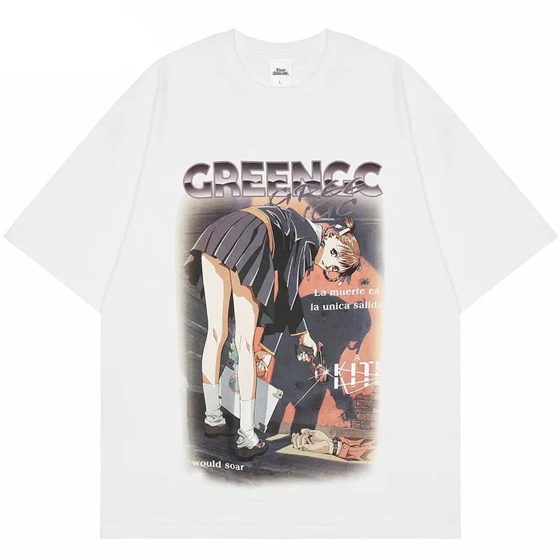 GREENGC Killer Girl Shooter Anime T-Shirt