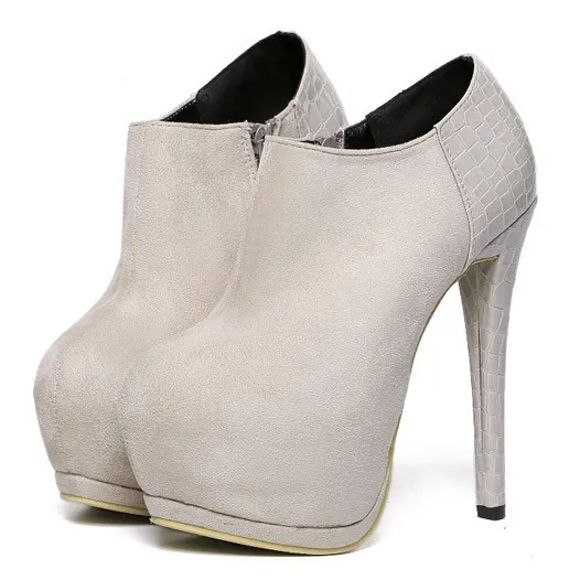 Grey Stiletto High Heel Ankle Boots,Black Suede Platforms Wedges Ankle Boots Shoes