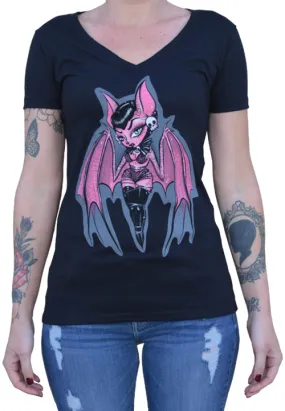 Hanging Around Bat Girl V Neck