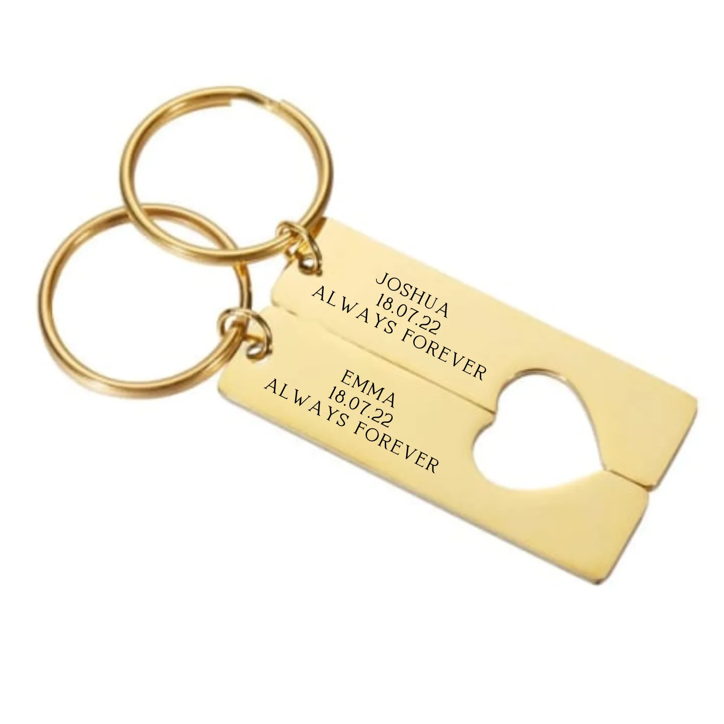 Hannah Gold Personalized Keyring Set of 2, Stainless Steel (READY IN 3 DAYS!)