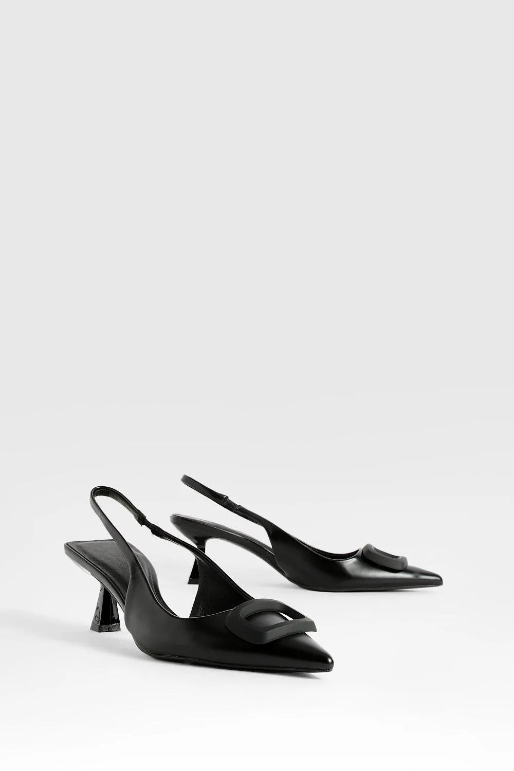 Hardware Detail Low Heel Slingback Pumps