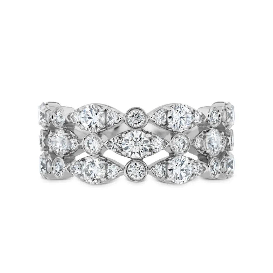 Hearts On Fire Bezel Regal Triple Diamond Set Ring