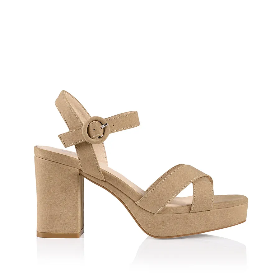 Heppell Platform Heels - Beige Nubuck