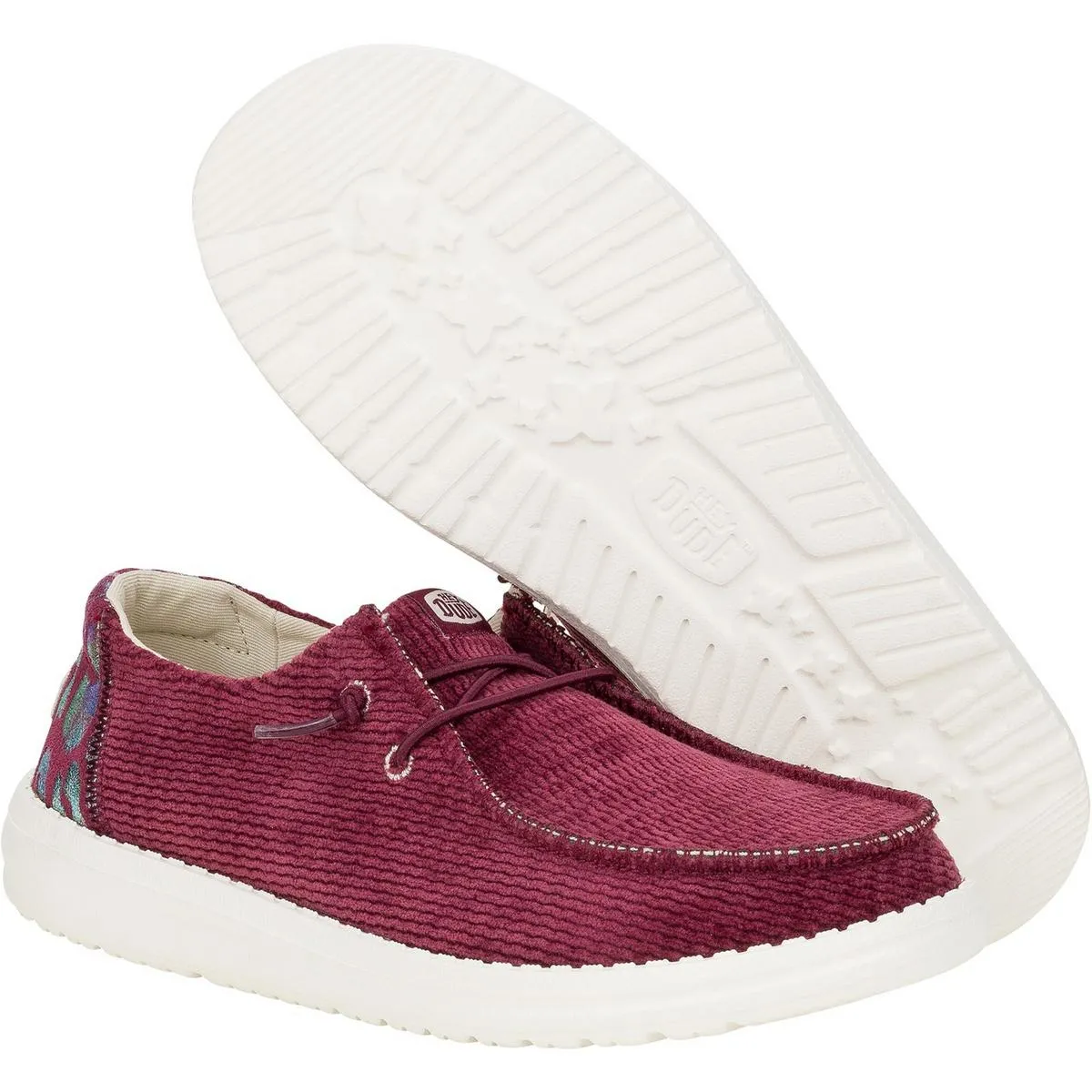 HEYDUDE Wendy Corduroy Leo Shoes Burgundy