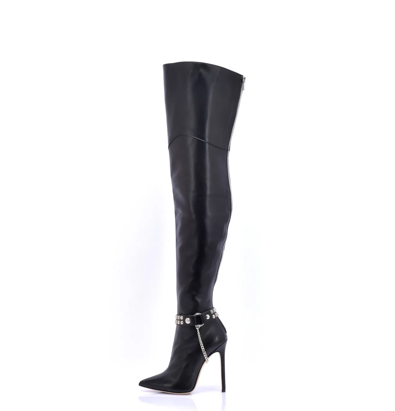 High Italian THIGH boots VESPER with full back zipper in genuine leath