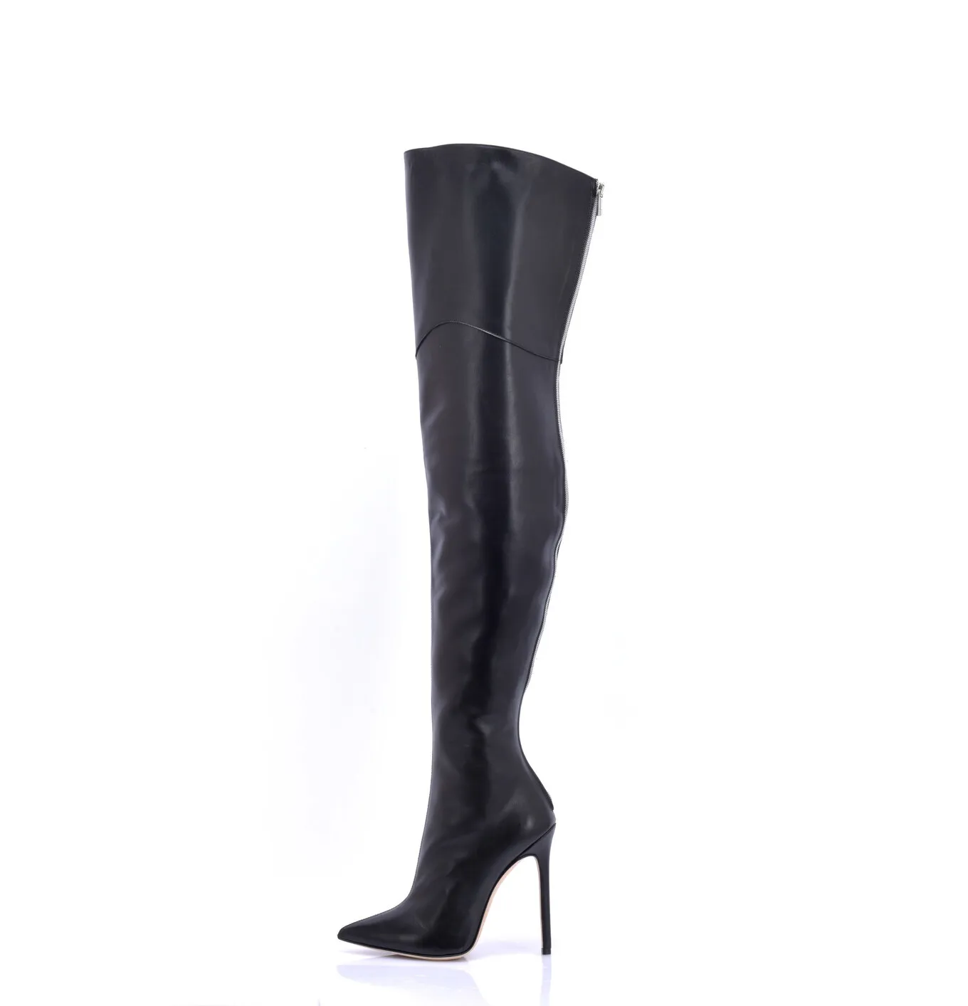 High Italian THIGH boots VESPER with full back zipper in genuine leath