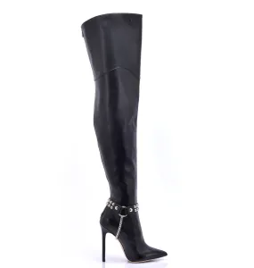 High Italian THIGH boots VESPER with full back zipper in genuine leath