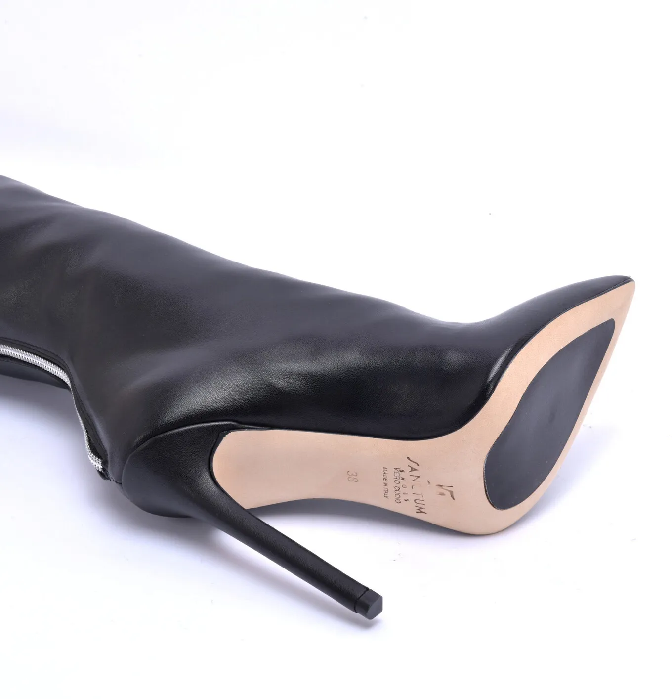 High Italian THIGH boots VESPER with full back zipper in genuine leath