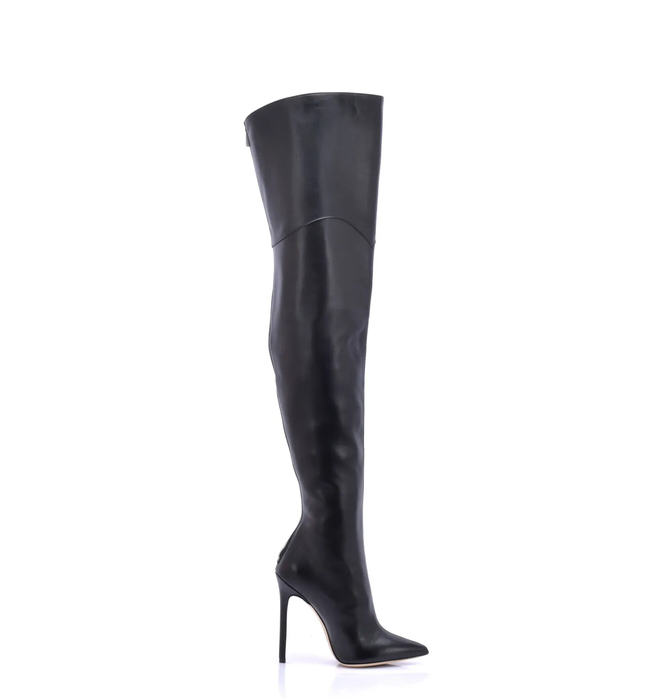 High Italian THIGH boots VESPER with full back zipper in genuine leath