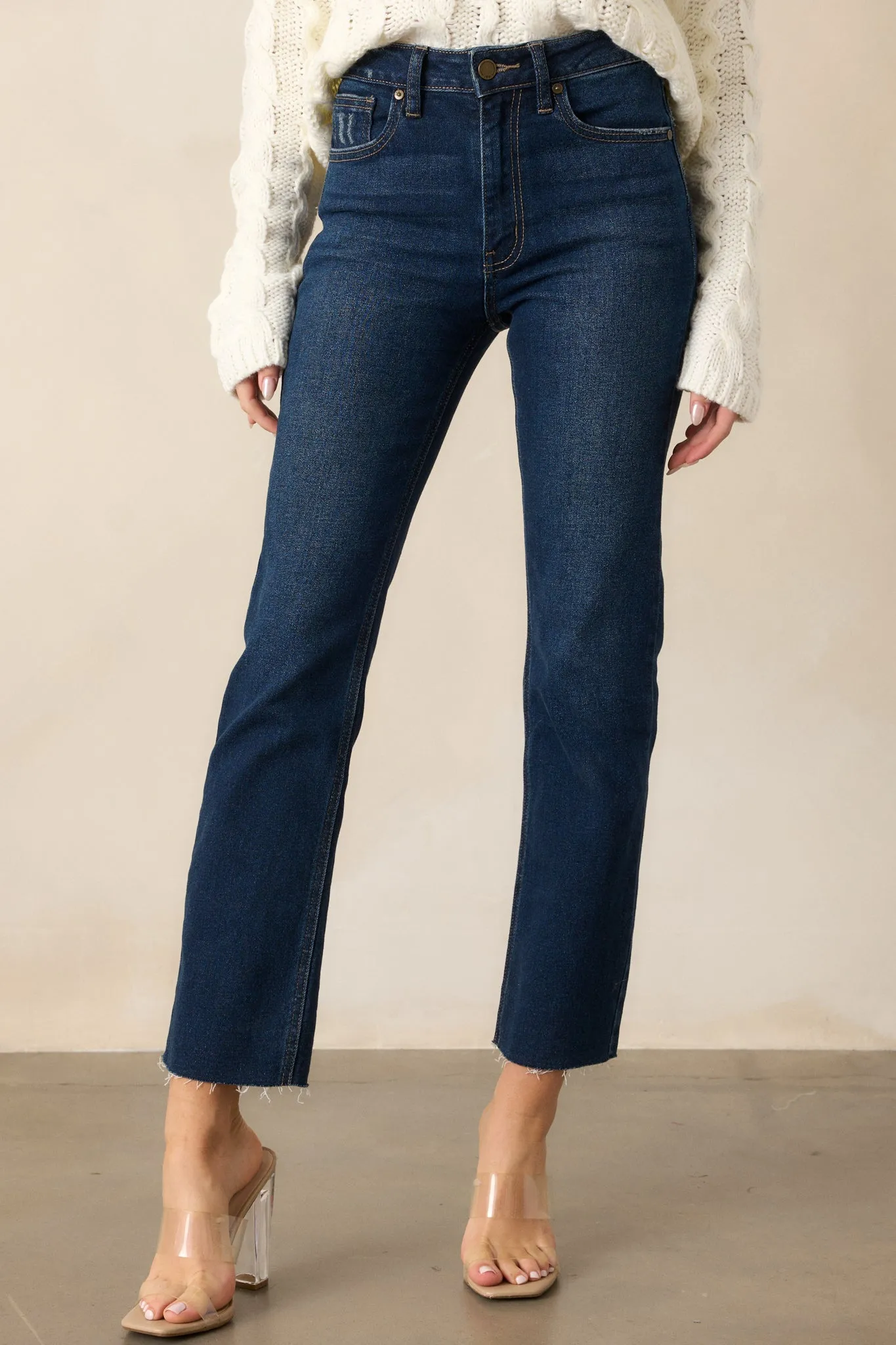 High Standards Dark Wash Cropped Straight Leg Jeans