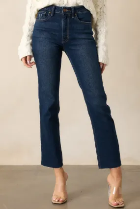 High Standards Dark Wash Cropped Straight Leg Jeans