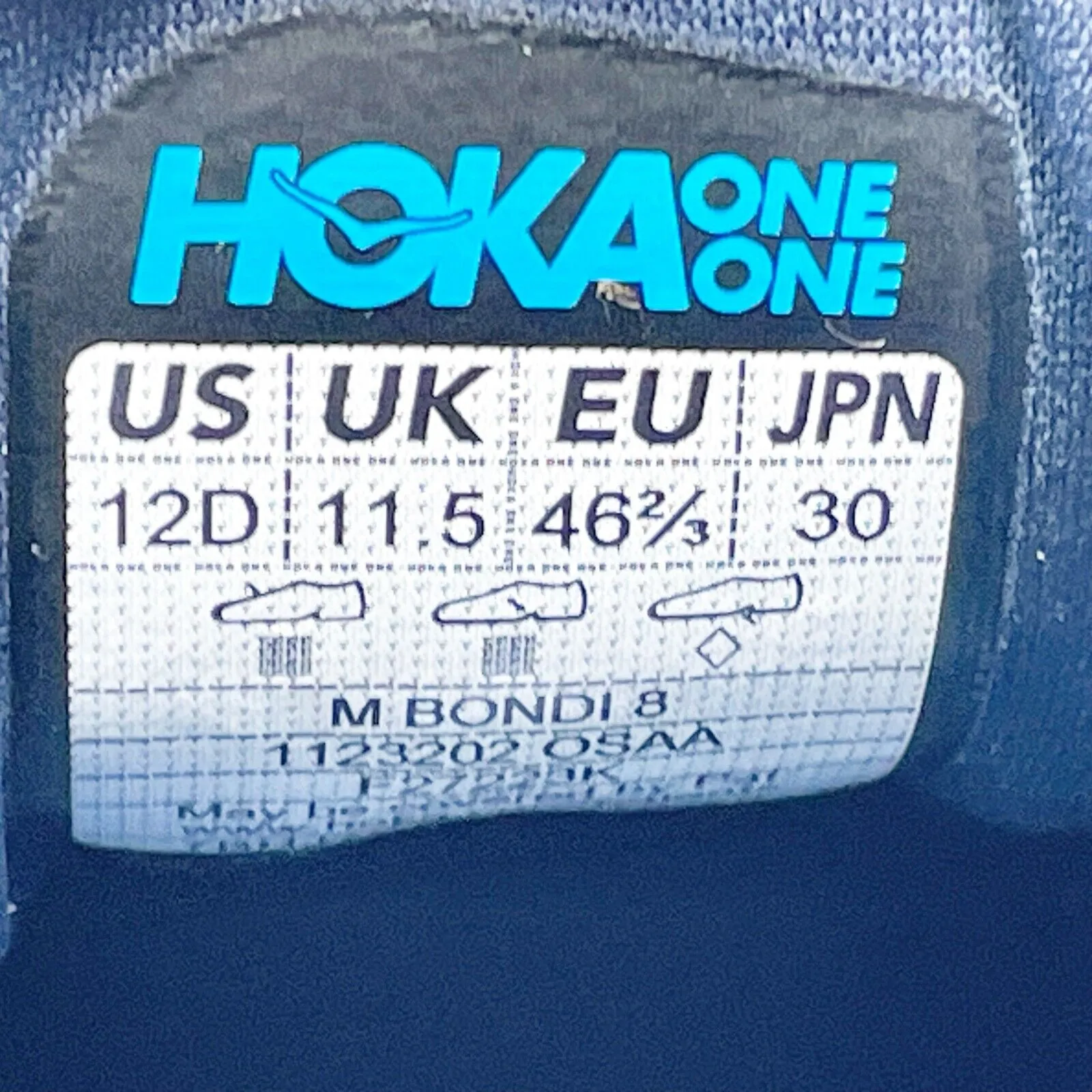 Hoka One One Mens Bondi 8 1123202 OSAA Blue Running Shoes Sneakers Size 12 D