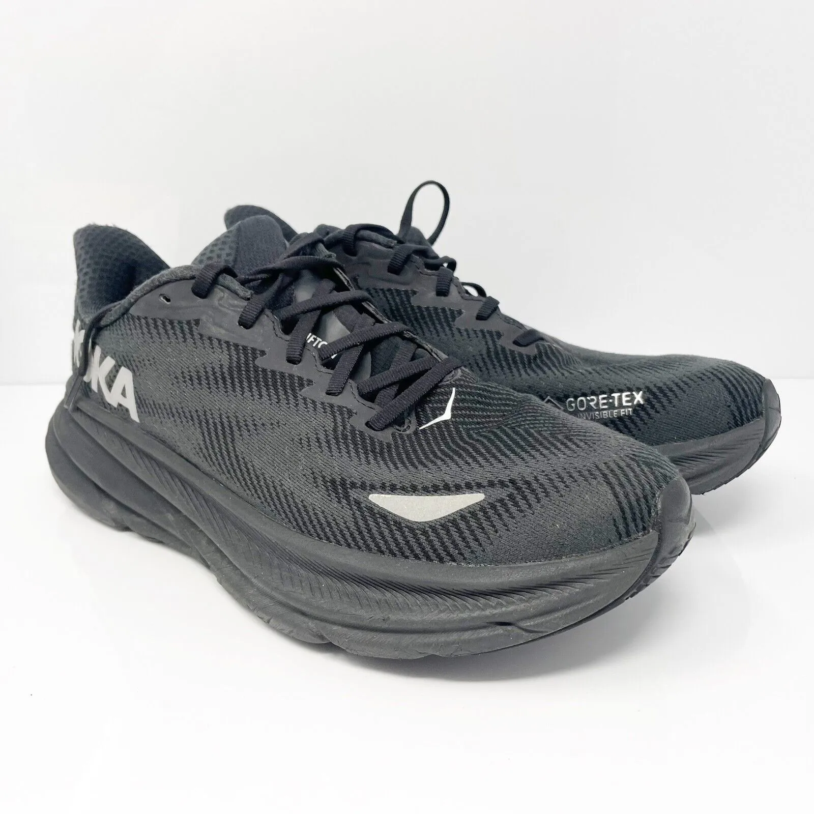 Hoka One One Mens Clifton 9 GTX 1141470 BBLC Black Running Shoes Sneakers Sz 10D