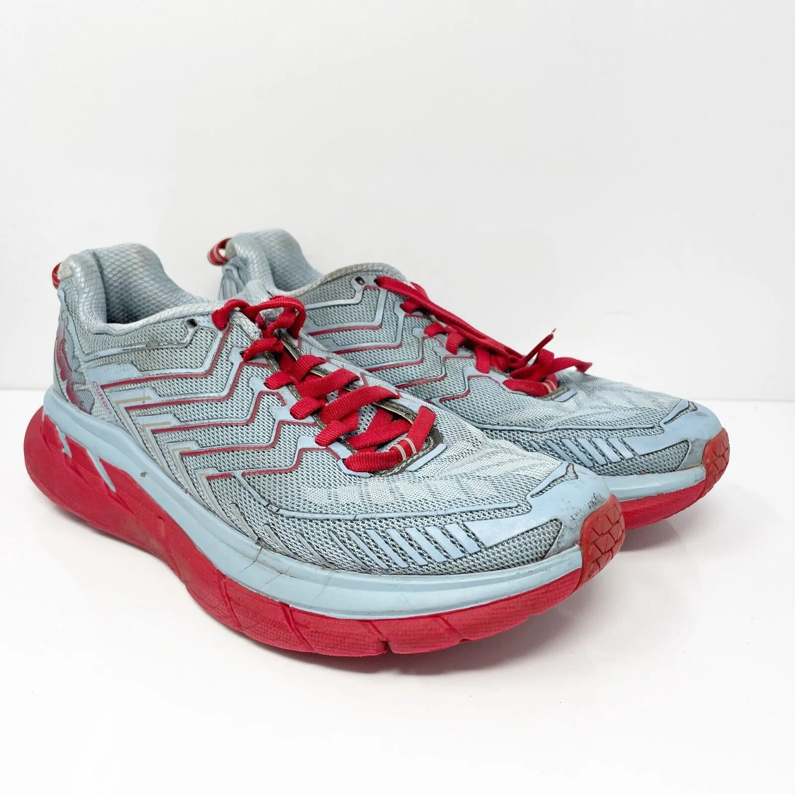 Hoka One One Womens X OV Clifton 4 1107230 PBGB Gray Running Shoes Sneakers Sz 7