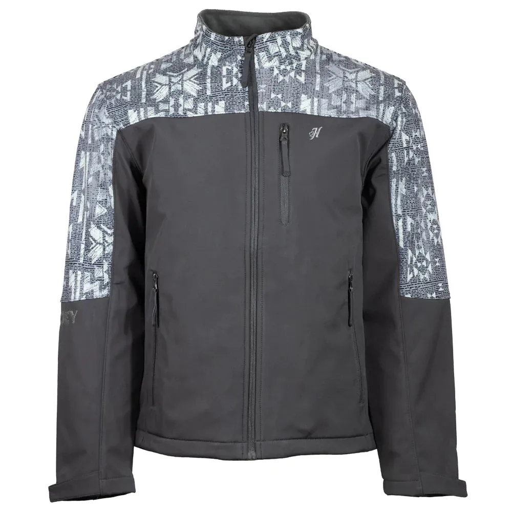 Charcoal Softshell Jacket with Aztec Detailing - HOOEY