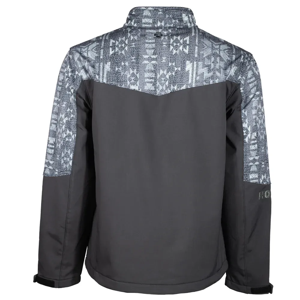 Charcoal Softshell Jacket with Aztec Detailing - HOOEY