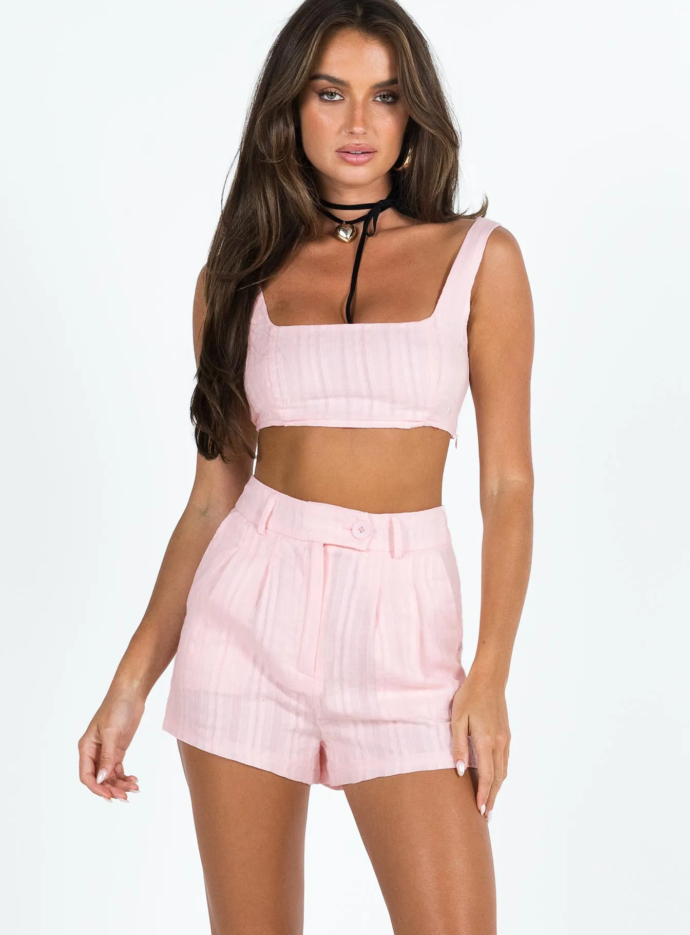 Womens Pink Short Set