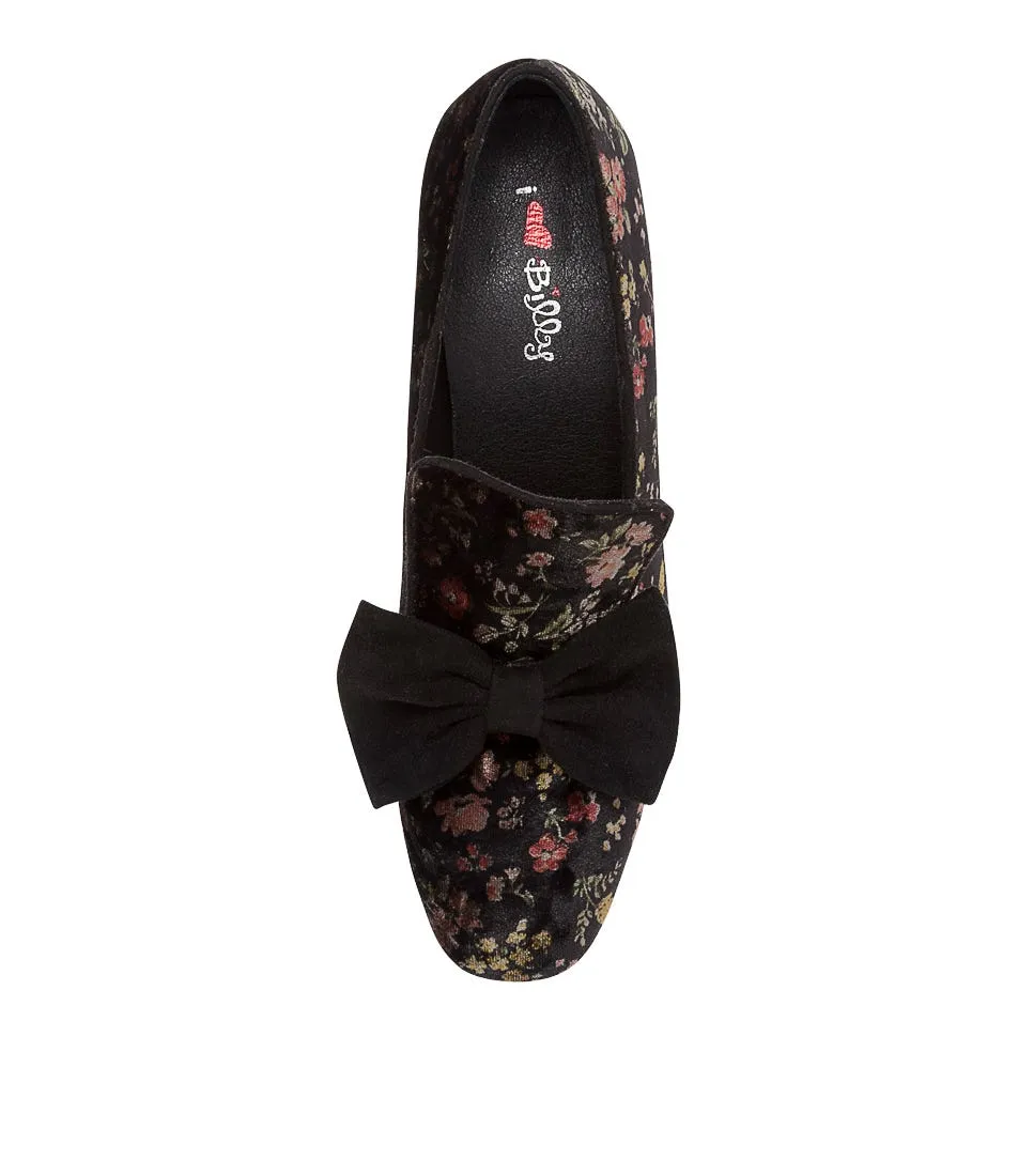 I LOVE BILLY Yessica Black Floral Fabric Heels