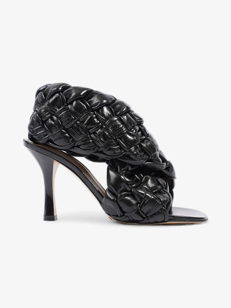 Interwoven Heels 100mm Black Lambskin Leather EU 38.5 UK 5.5