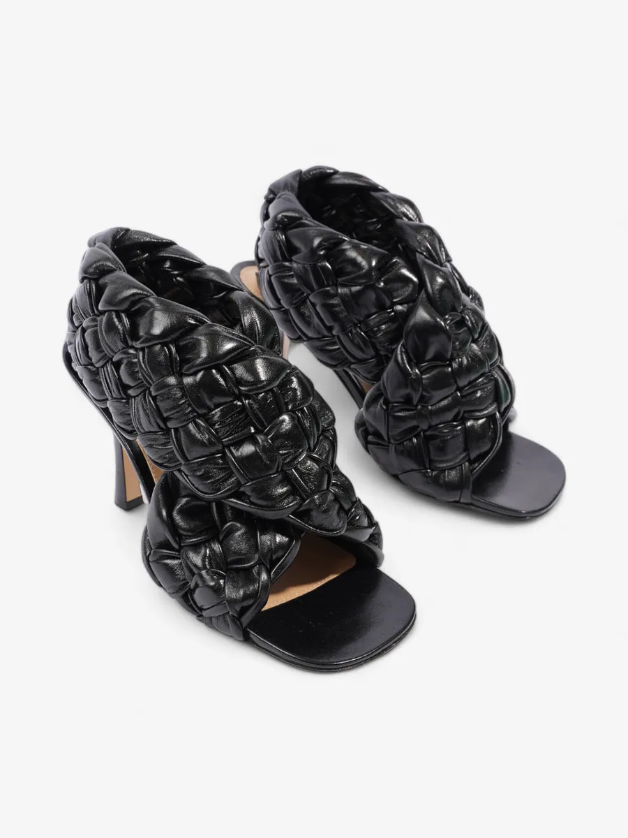 Interwoven Heels 100mm Black Lambskin Leather EU 38.5 UK 5.5