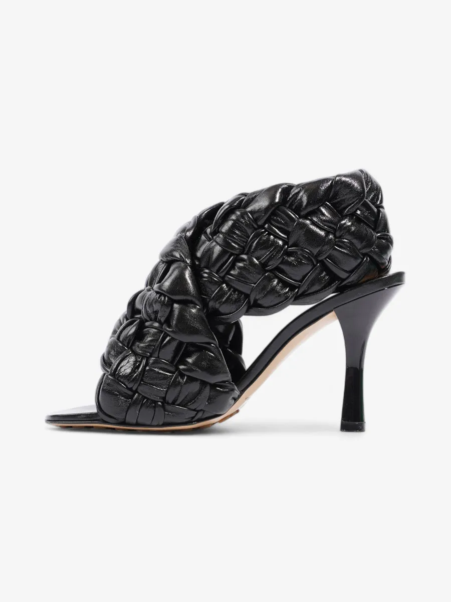 Interwoven Heels 100mm Black Lambskin Leather EU 38.5 UK 5.5