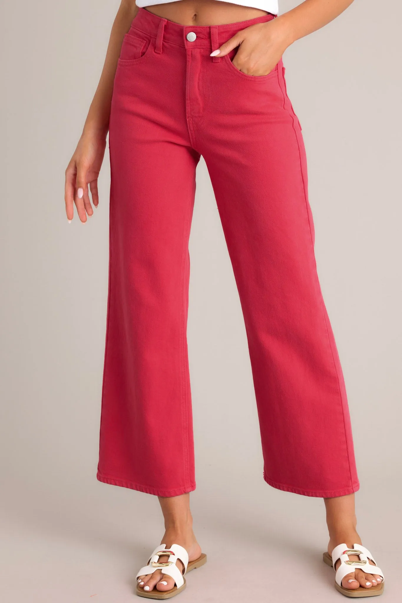 Into The Clouds Red Cropped Wide Leg Jeans (RESTOCK ETA MAY)