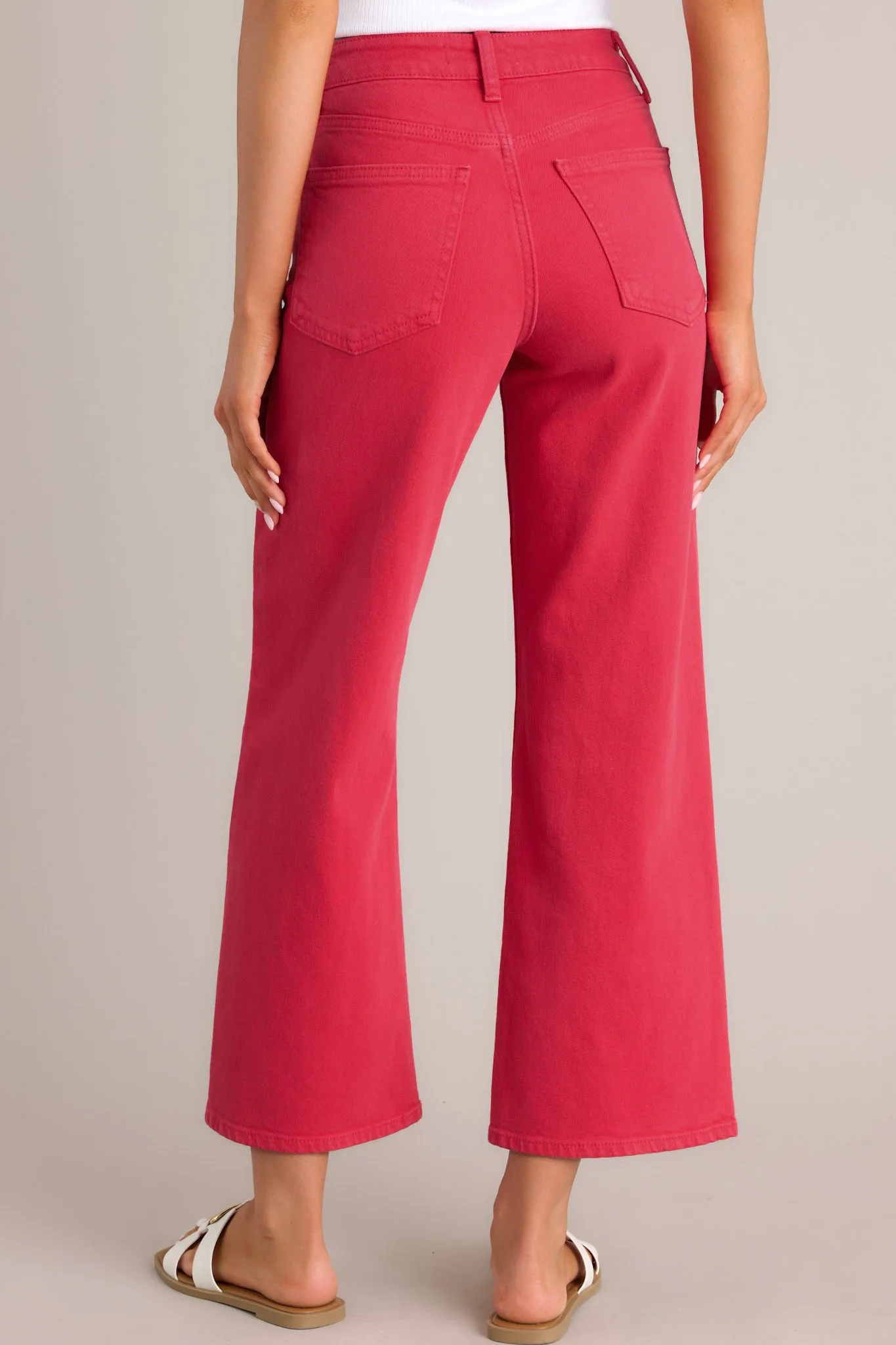 Into The Clouds Red Cropped Wide Leg Jeans (RESTOCK ETA MAY)