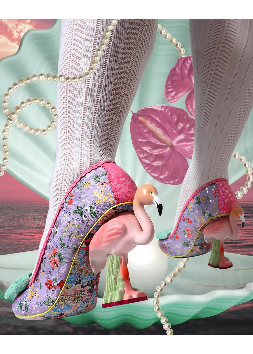 Irregular Choice Blushing Bird Flamingo 70's Pumps Purple