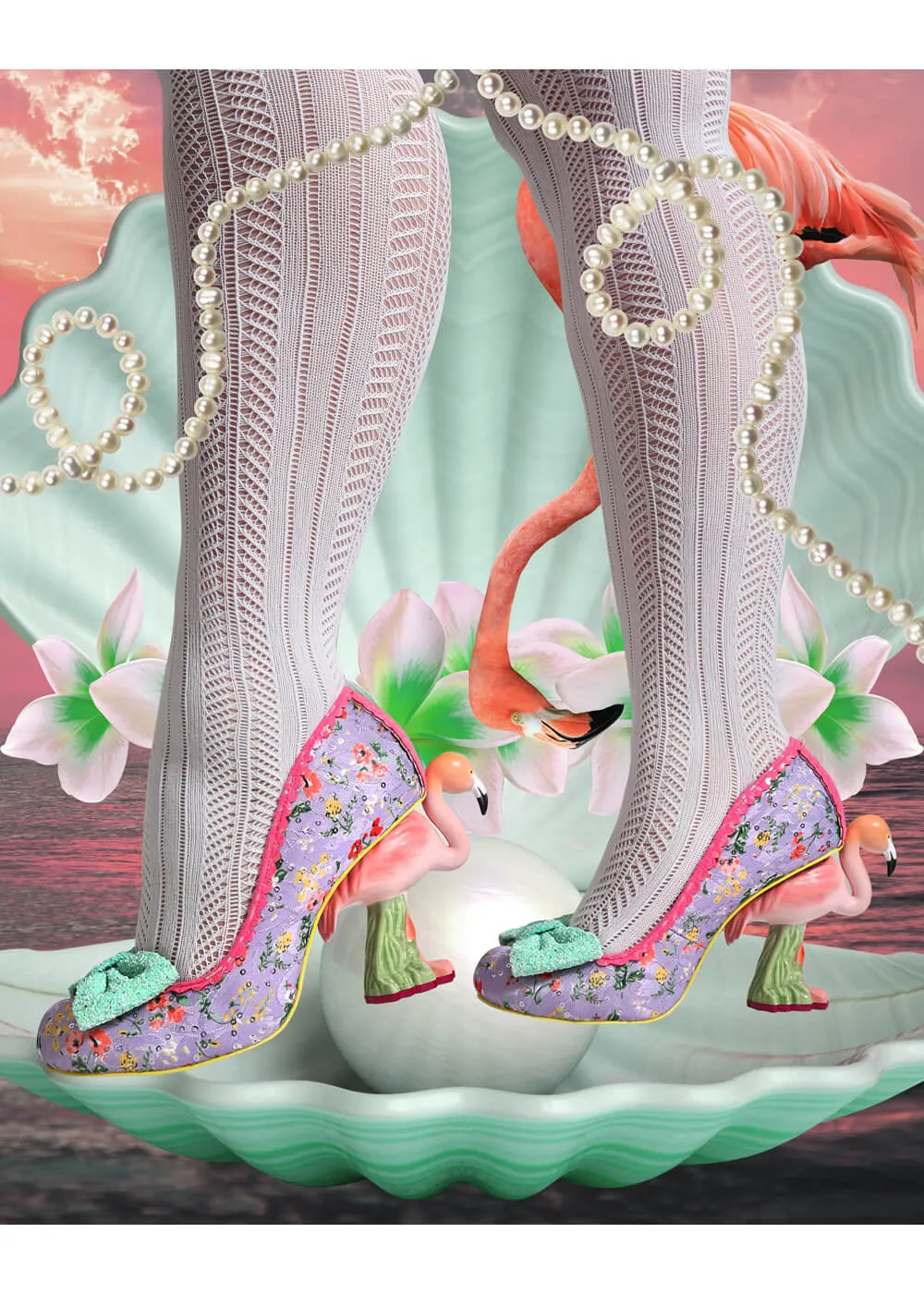 Irregular Choice Blushing Bird Flamingo 70's Pumps Purple